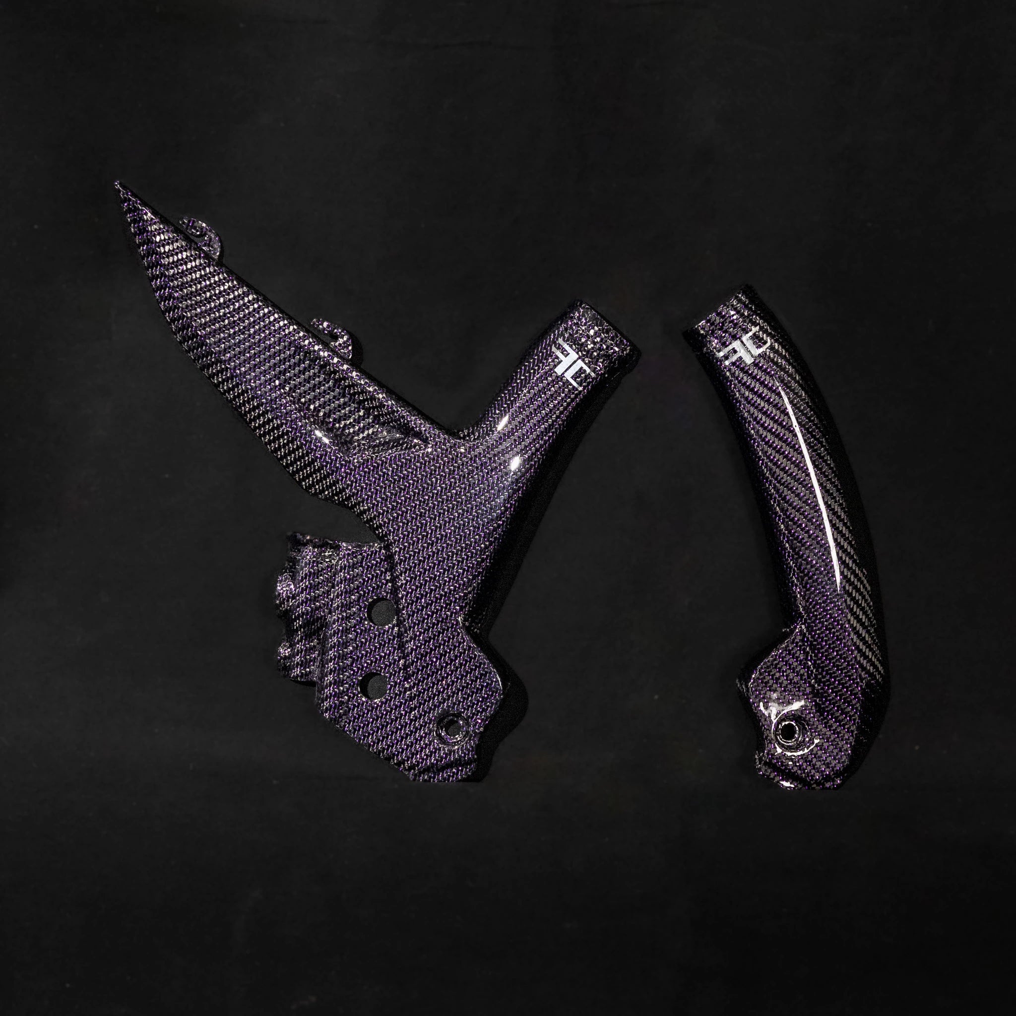 Purple Reflective Carbon Fiber Frame Guards for KTM 2024