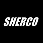 White 'SHERCO' text on a black background